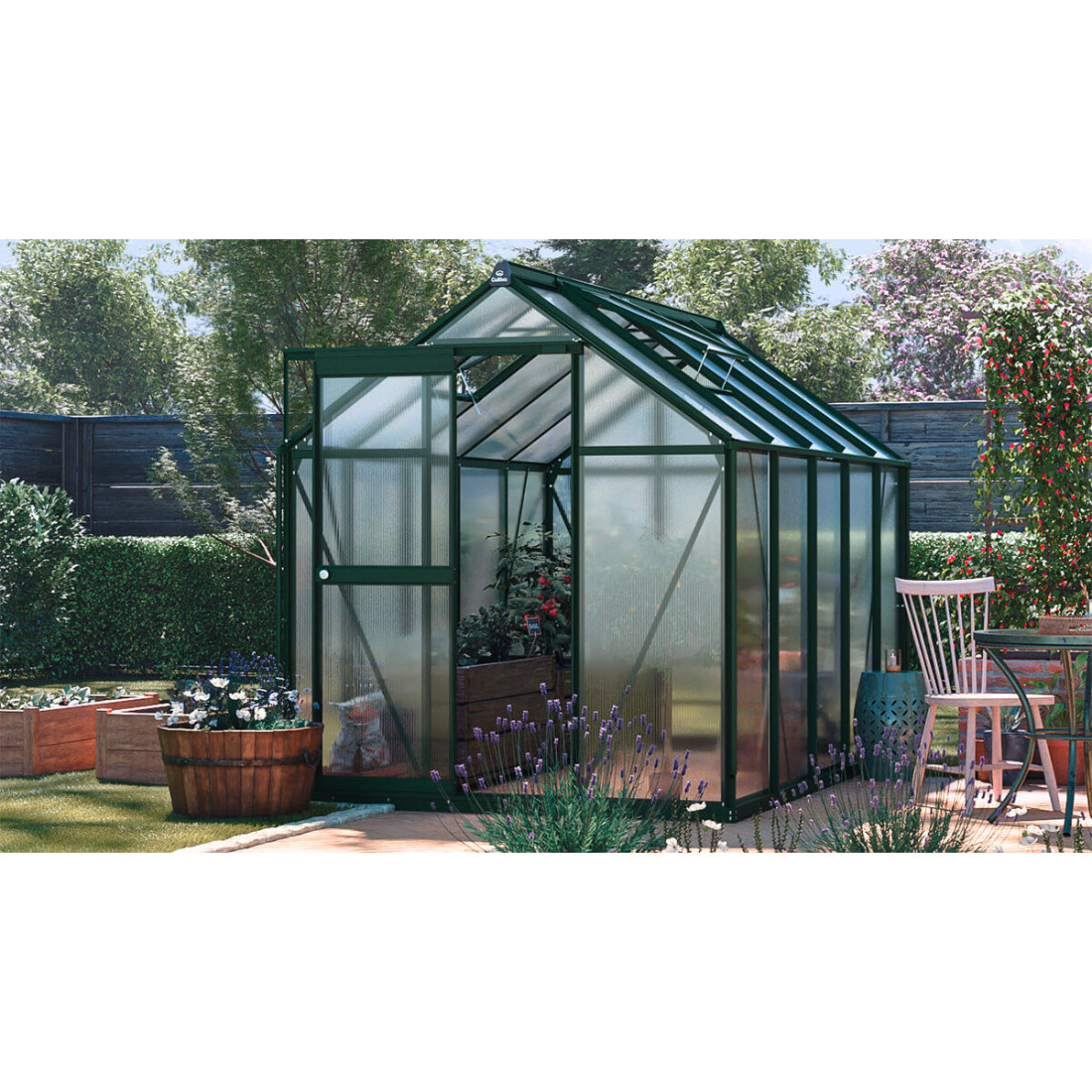 bok szklarni poliwęglanowej "slide in" w kolorze ciemno-zielonym 