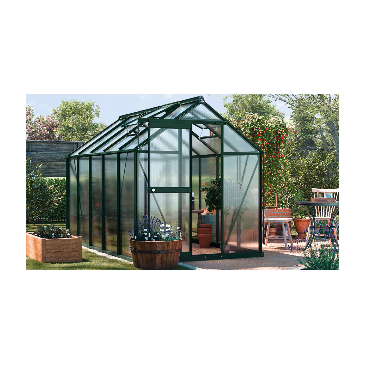 rysunek z wymiarami szklarni na warzywa "slide in"