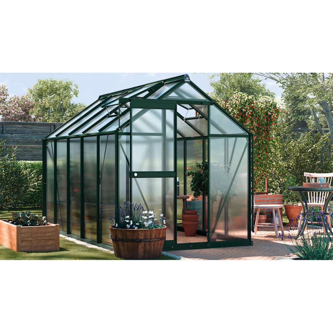 rysunek z wymiarami szklarni na warzywa "slide in"