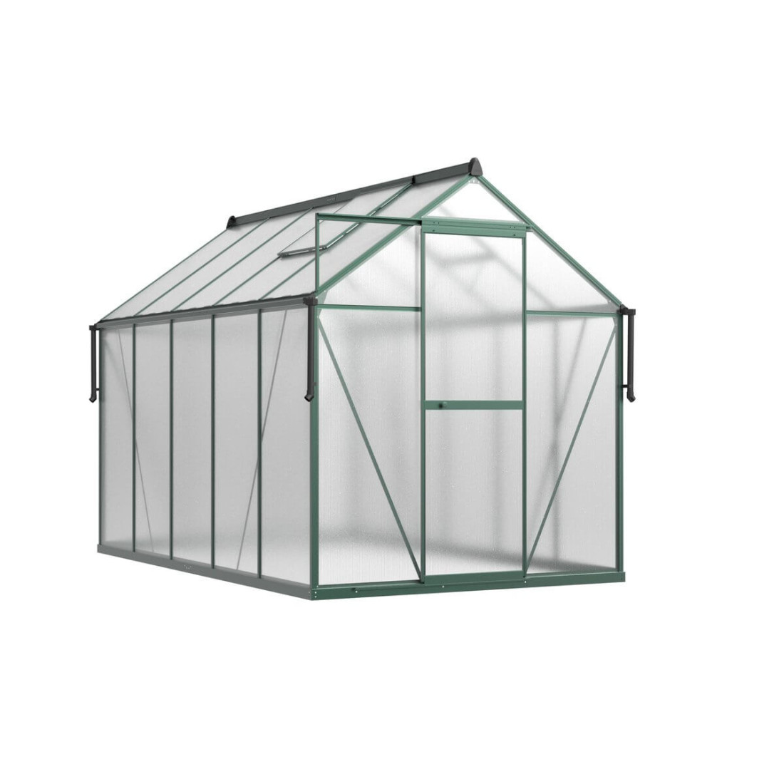 bok ciemno zielonej szklarni z poliwęglanu 