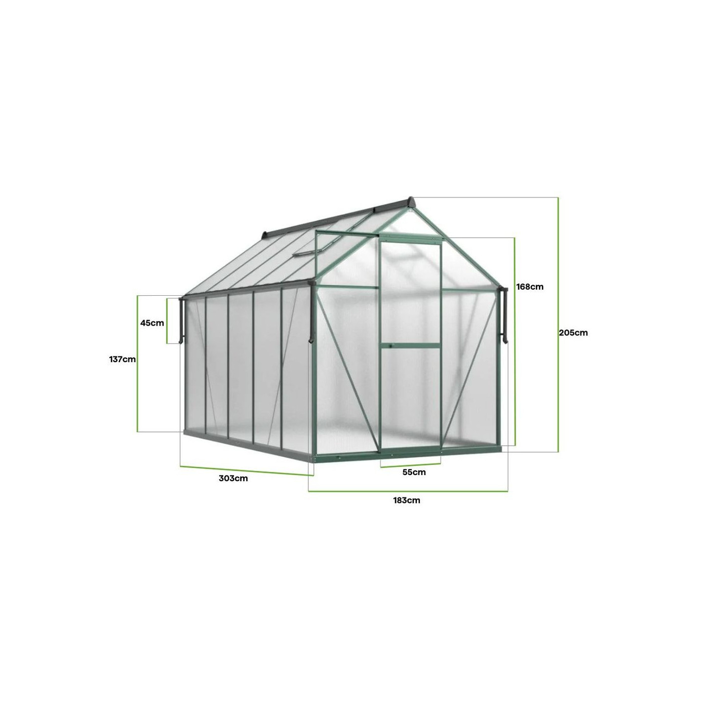 widok z wnętrza szklarni na okna wentylacyjne