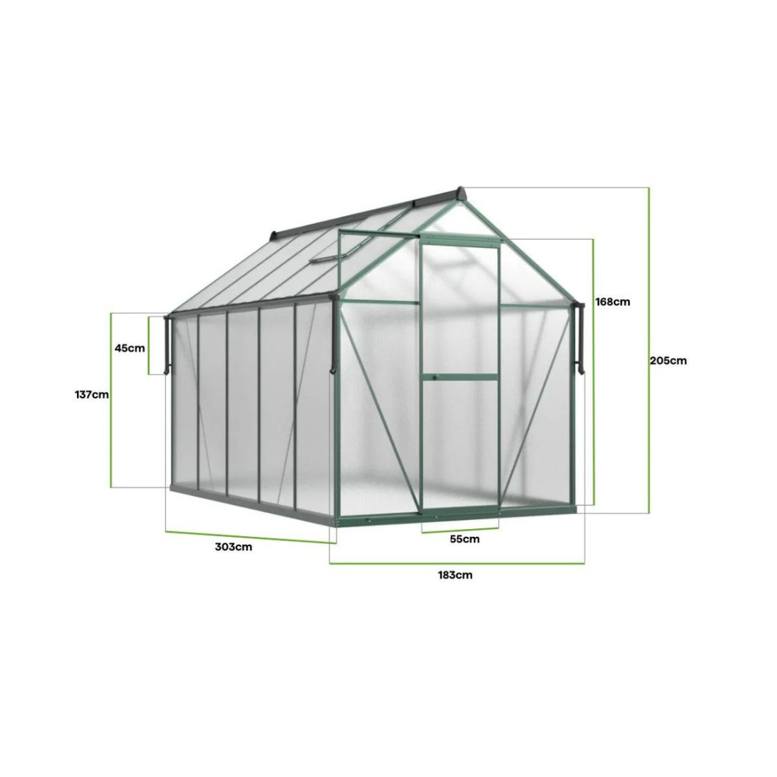 widok z wnętrza szklarni na okna wentylacyjne