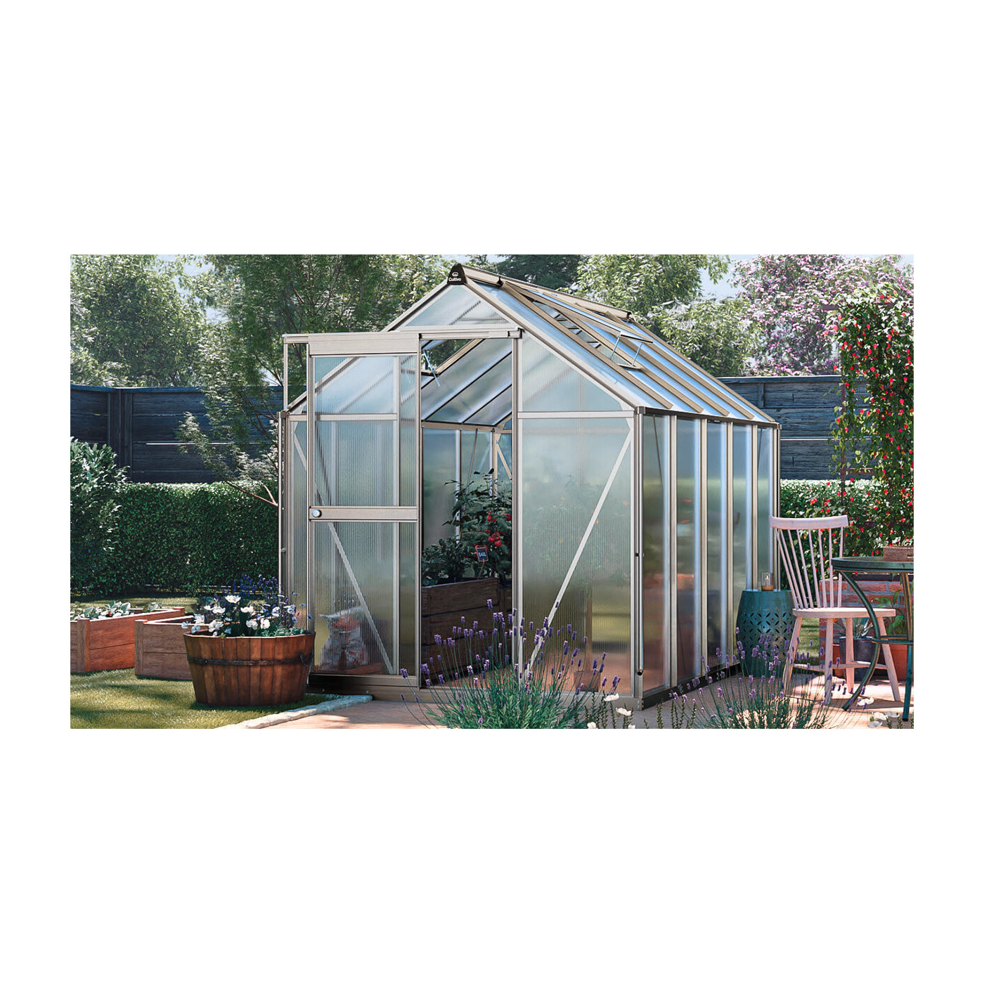 srebrna szklarnia z poliwęglanu "slide in"