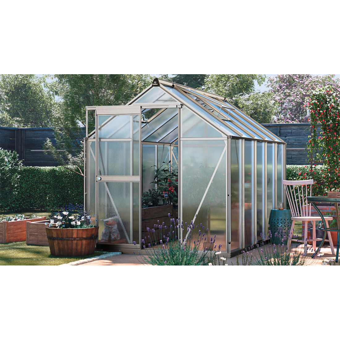 srebrna szklarnia z poliwęglanu "slide in"