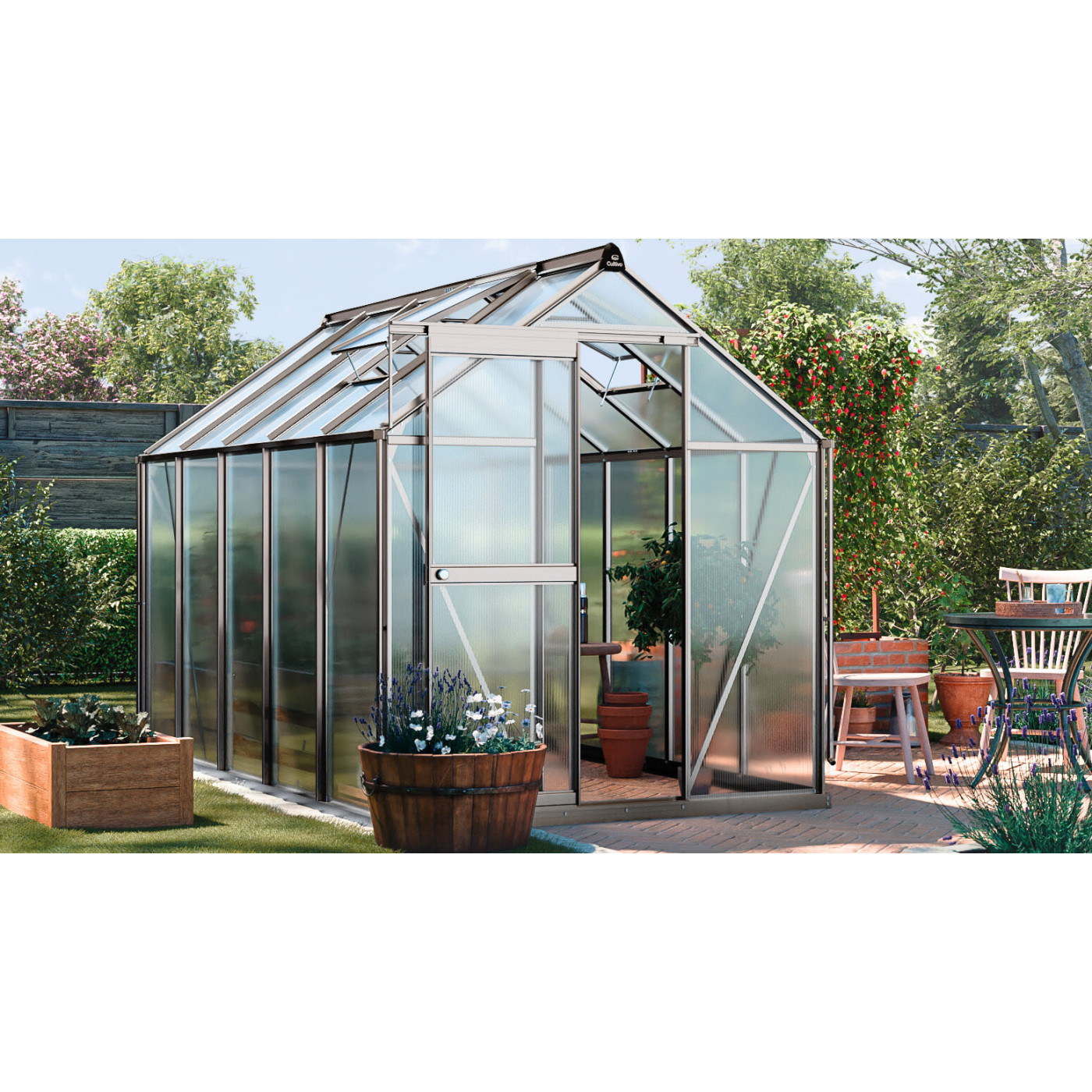 rysunek z wymiarami szklarni z poliwęglanu "slide in"  