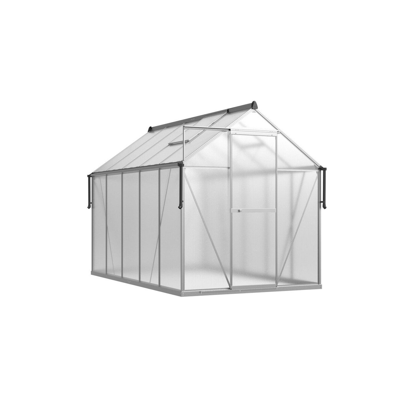 bok szarej szklarni z poliwęglanu "slide in"