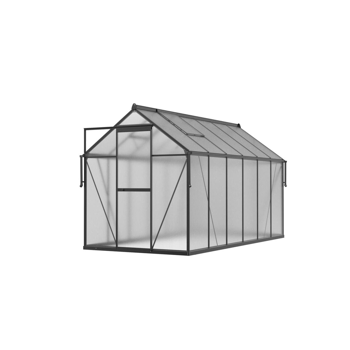 aranżacja na tarasie czarnej szklarni na pomidory "slide in" 