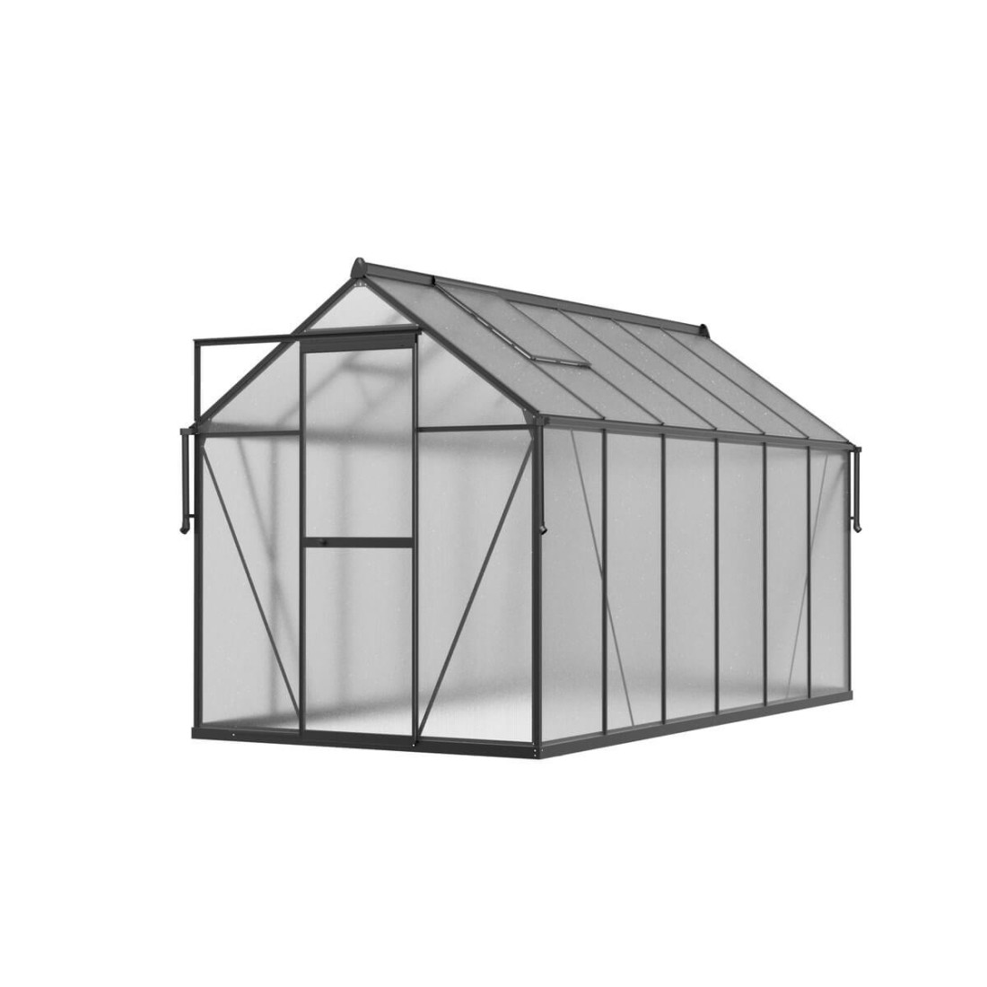 aranżacja na tarasie czarnej szklarni na pomidory "slide in" 