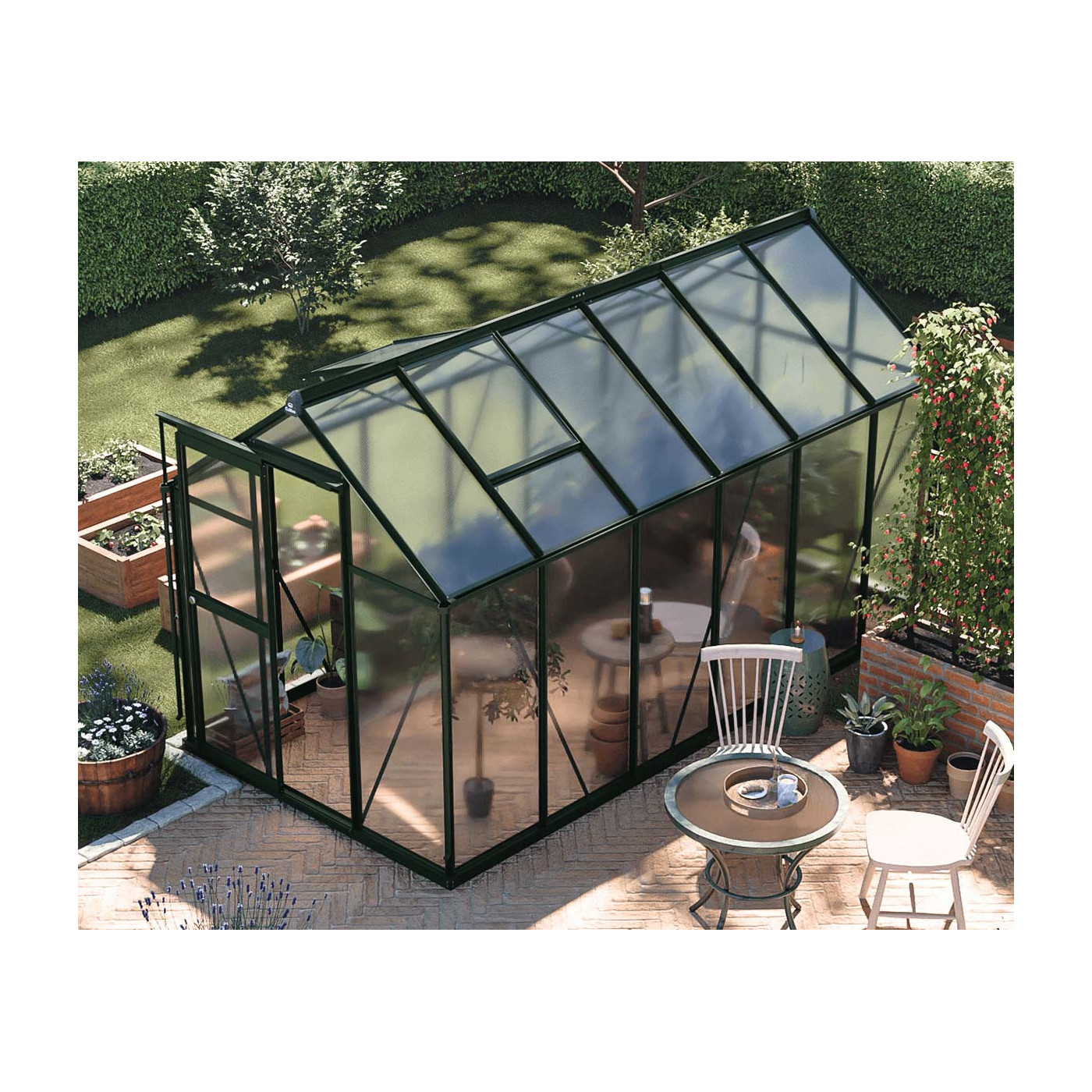 rysunek z dokładnymi wymiarami szklarni "slide in"