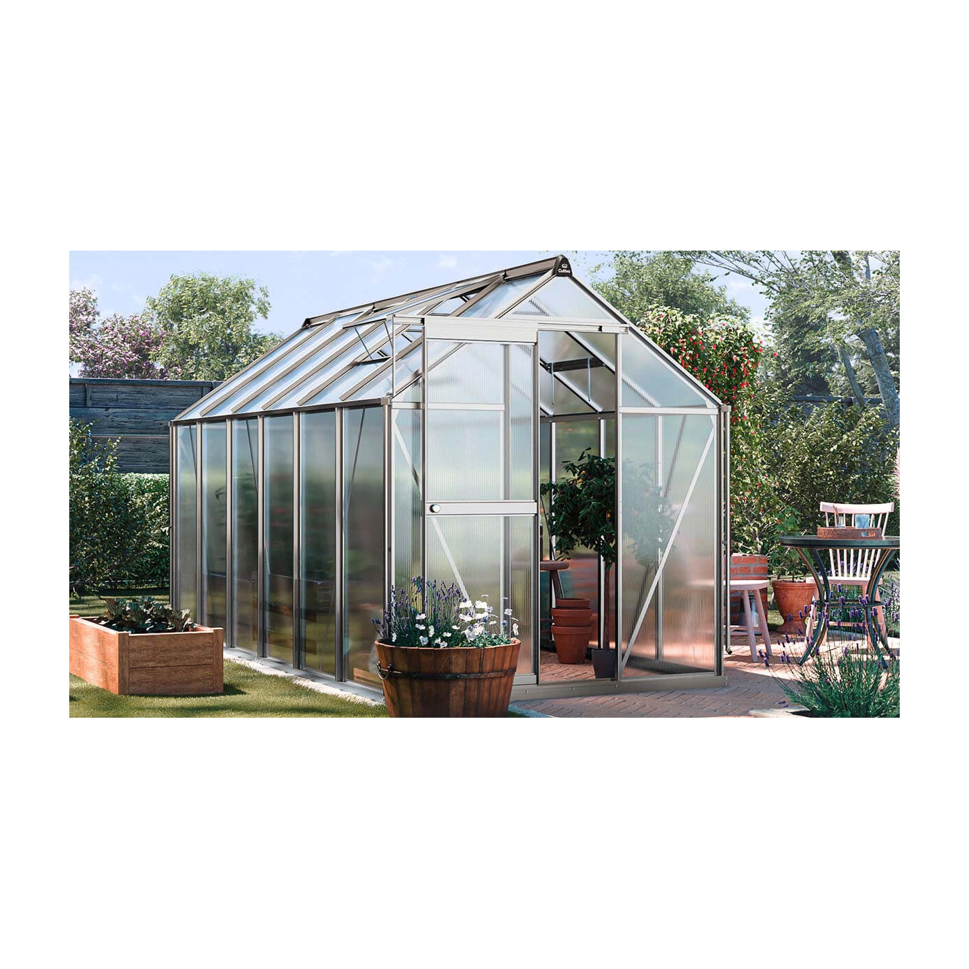 szklarnia z poliwęglanu z naniesionymi wymiarami