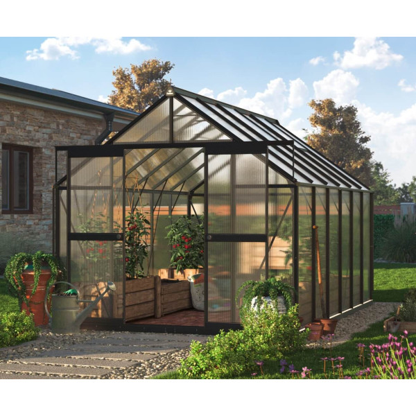 aranżacja czarnej szklarni z poliwęglanu "slide in" 