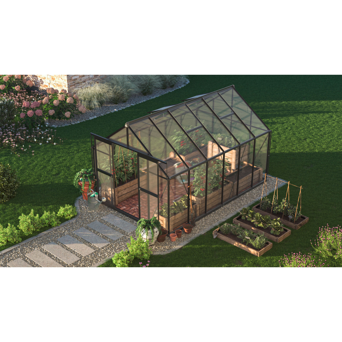 wymiary czarnej szklarni z poliwęglanu "slide in"