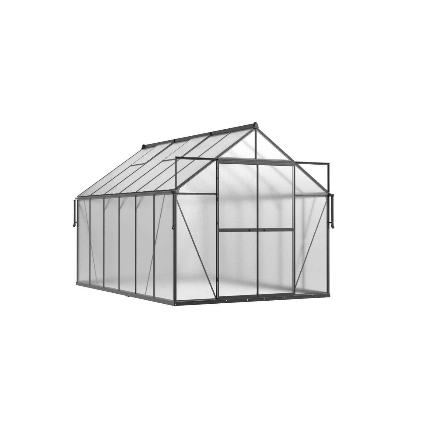 przód czarnej szklarni na uprawy w aranżacji