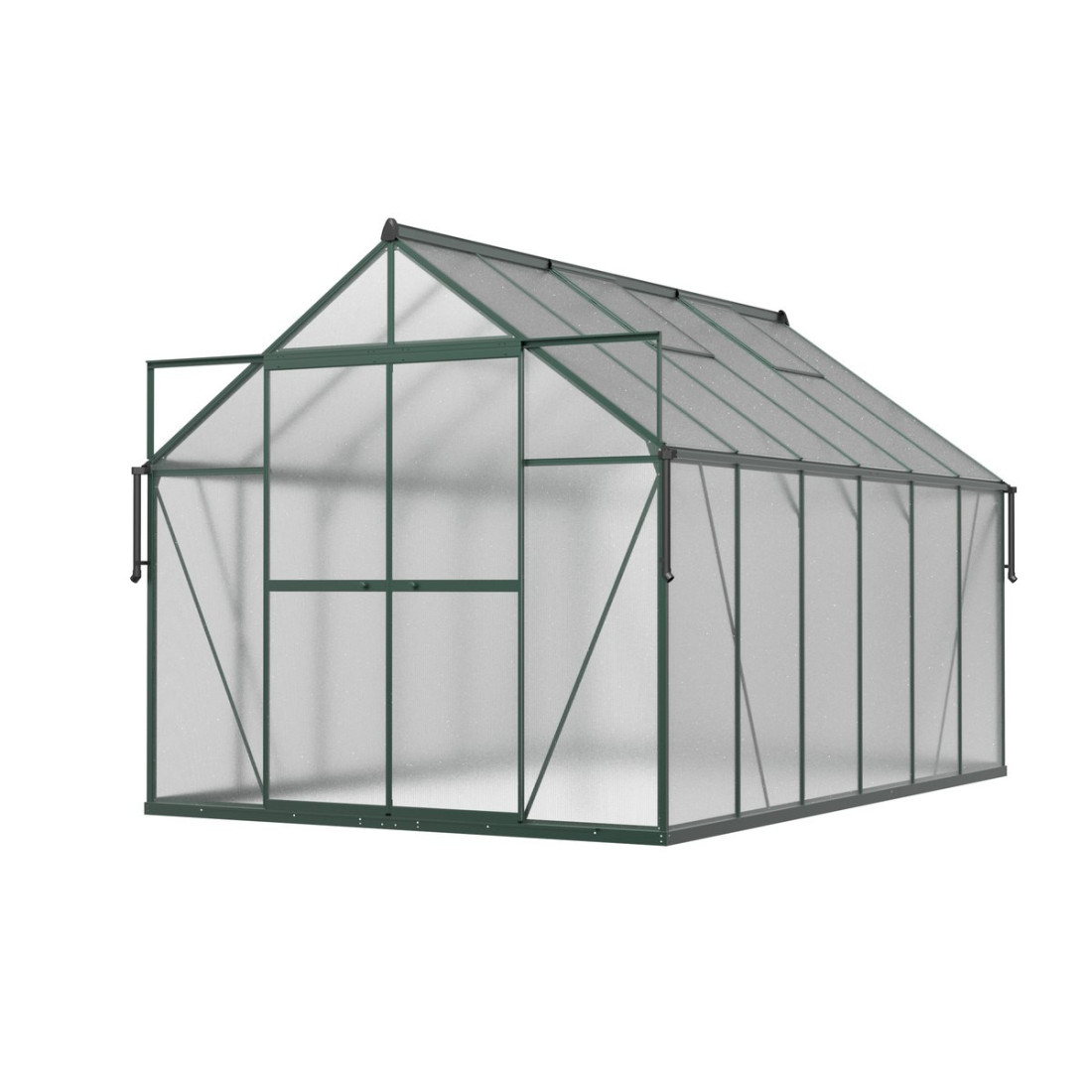 aranżacja zielonej szklarni na pomidory na ogrodzie