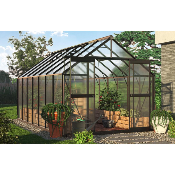 aranżacja czarnej szklarni z poliwęglanu "slide in" 