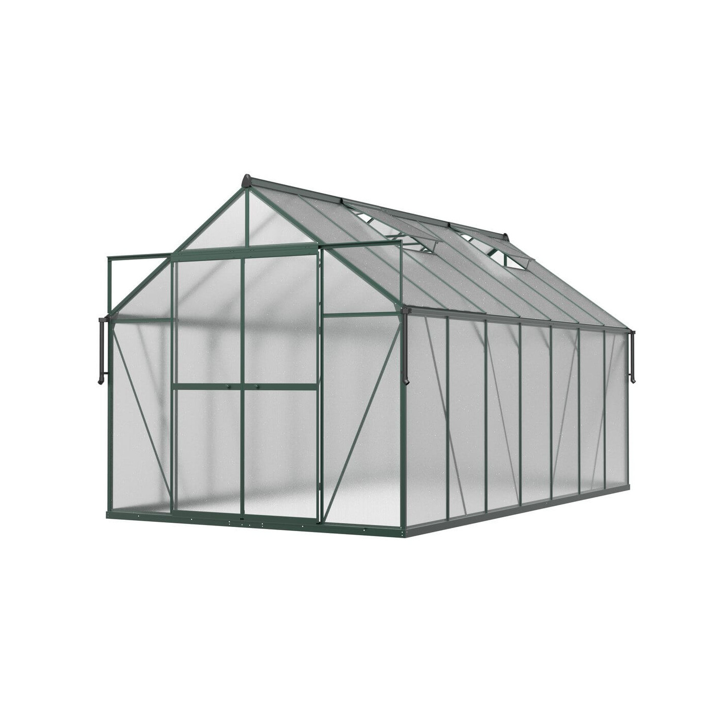 aranżacja w tarasie obok domu szklarni poliwęglanowej "slide in" 