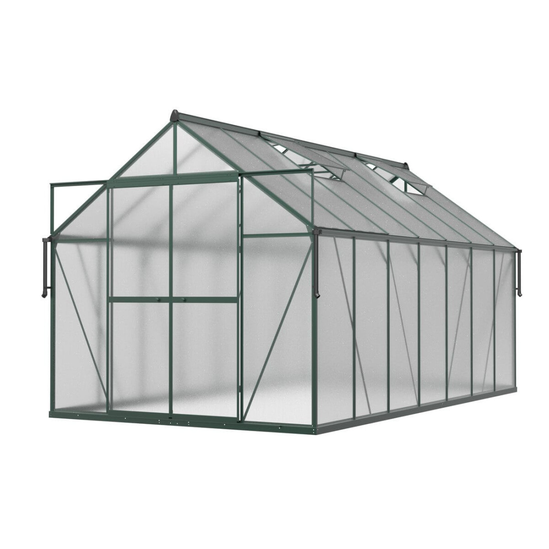 aranżacja w tarasie obok domu szklarni poliwęglanowej "slide in" 