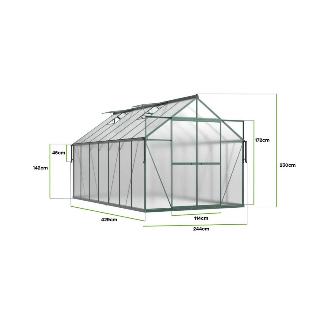 zbliżenie na system odprowadzania wody w szklarni "slide in"