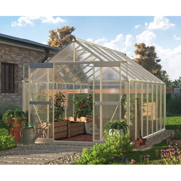 aranżacja na tarasie szklarni z poliwęglanu "slide in" 