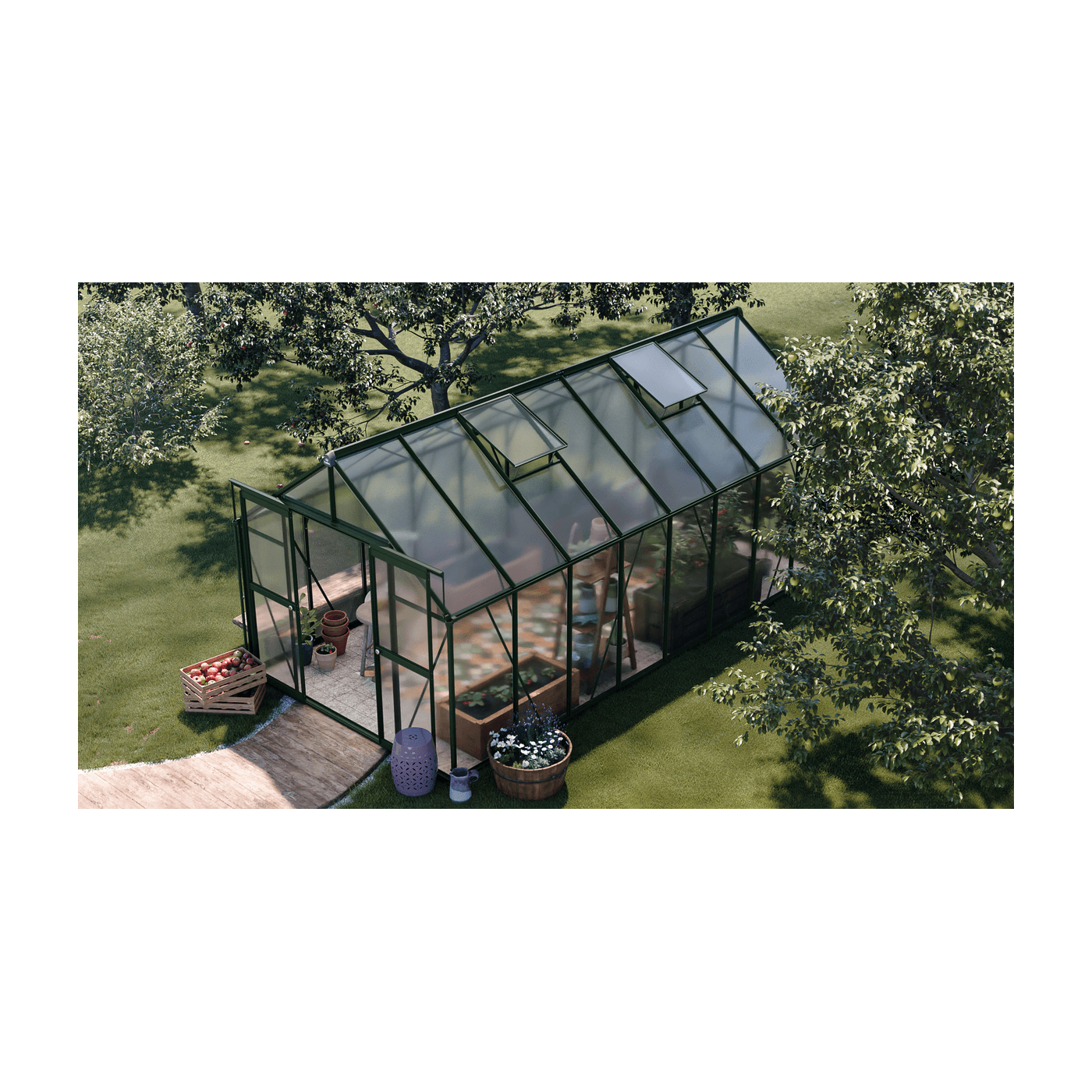 rysunek z wymiarami szklarni z poliwęglanu "slide in"