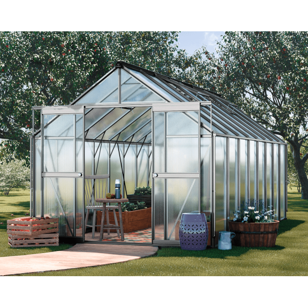 srebrna szklarnia z poliwęglanu 