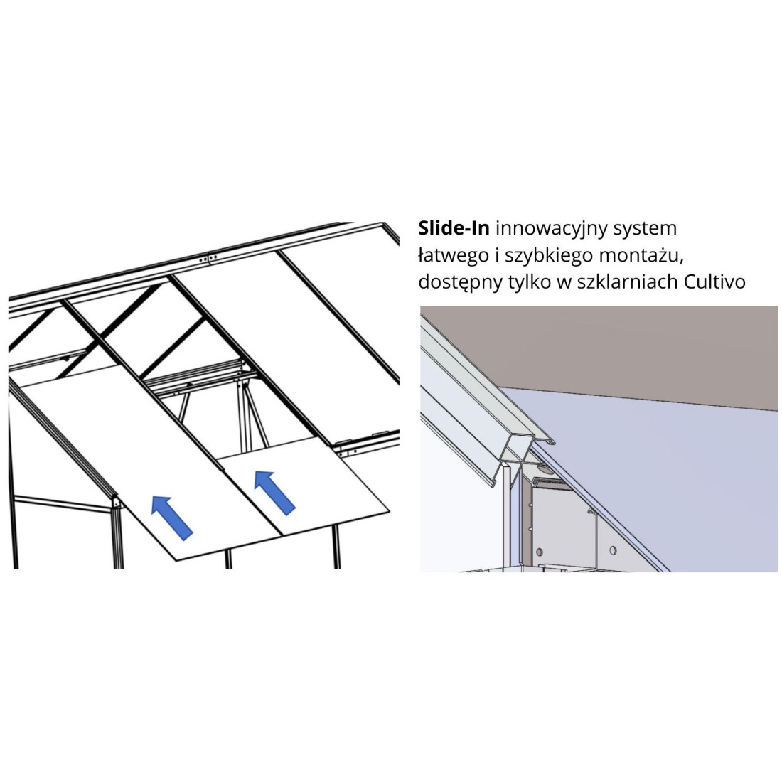 rynna odprowadzająca wodę w szklarni "slide in"