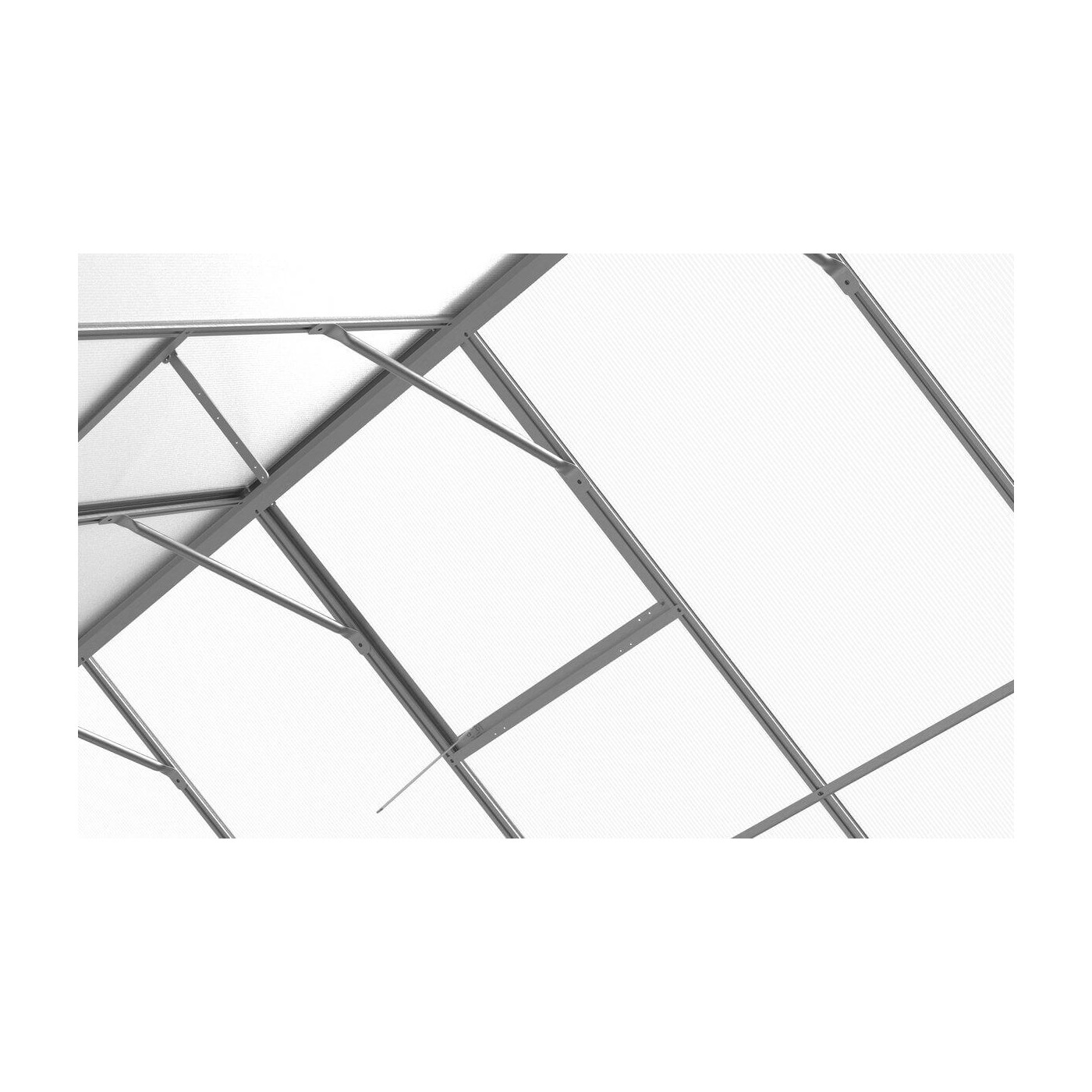 aluminiowa konstrukcja szklarni z poliwęglanowym poszyciem