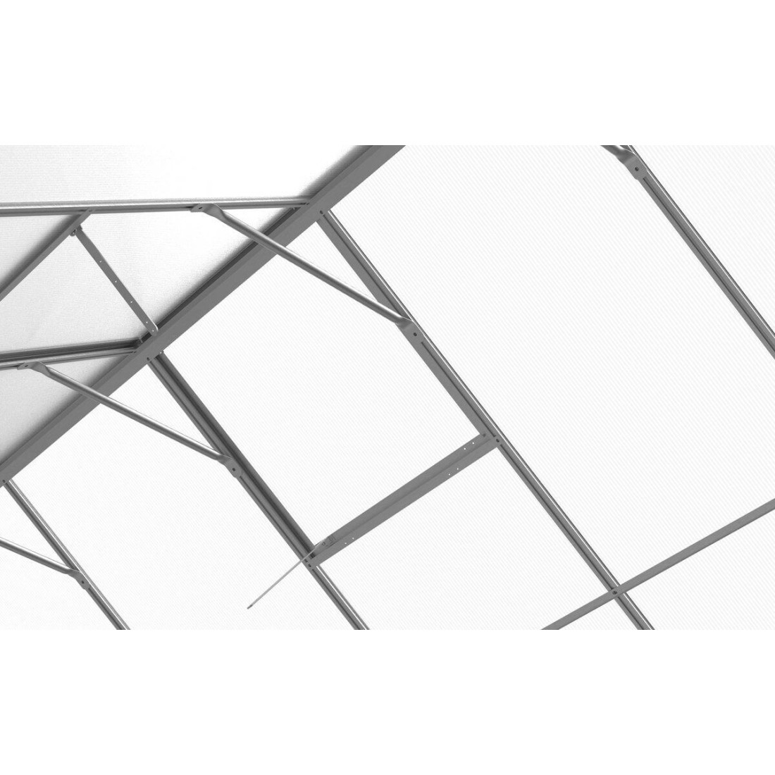 aluminiowa konstrukcja szklarni z poliwęglanowym poszyciem