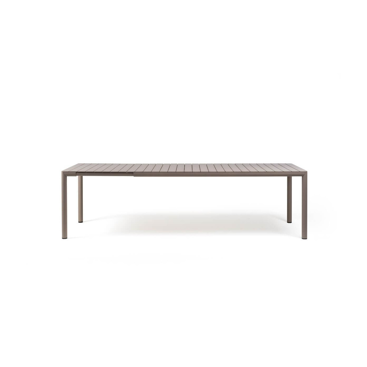 Rozłożony stół ogrodowy TEVERE 210 Tortora marki Nardi – widok od frontu