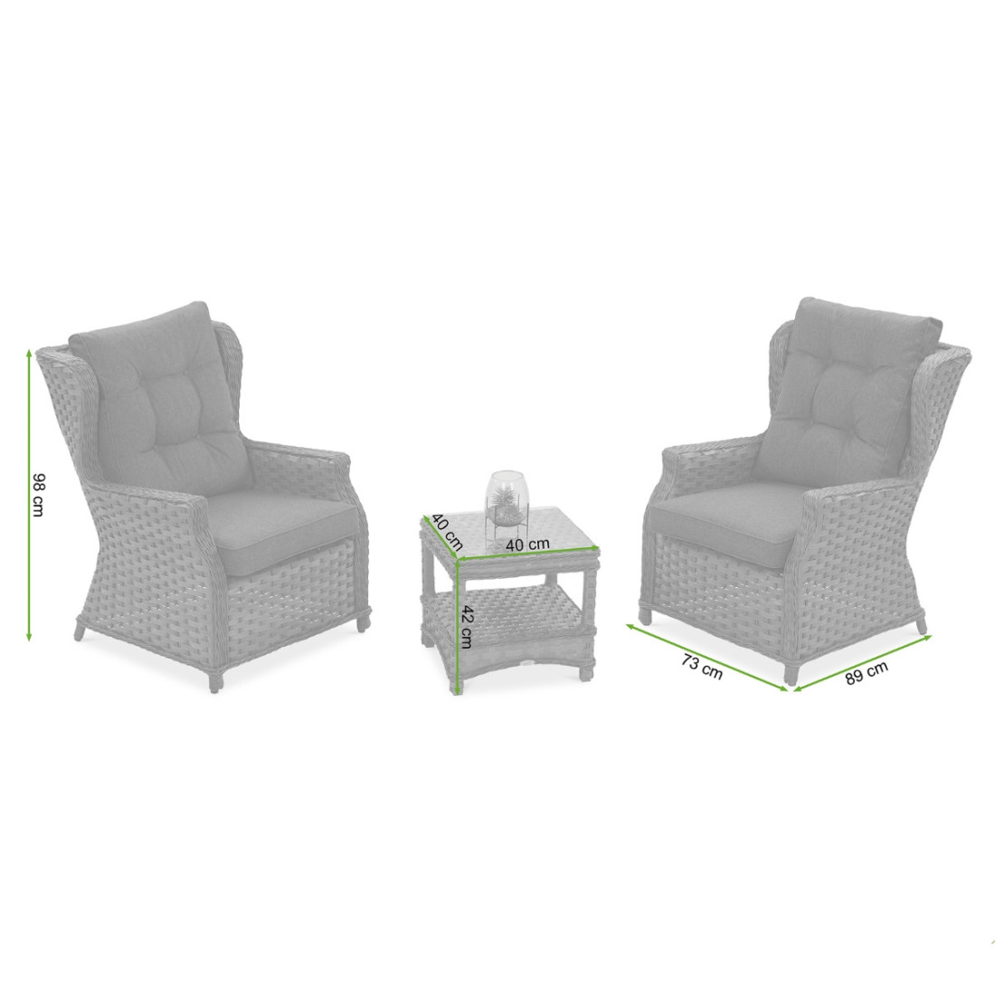 wymiary zestawu wypoczynkowego TRIVENTO DUO Melange 