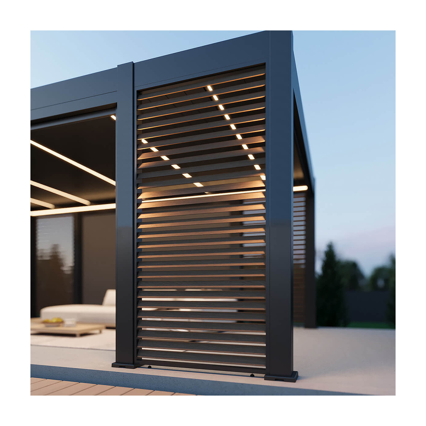 Zbliżenie ścianki bocznej pergoli