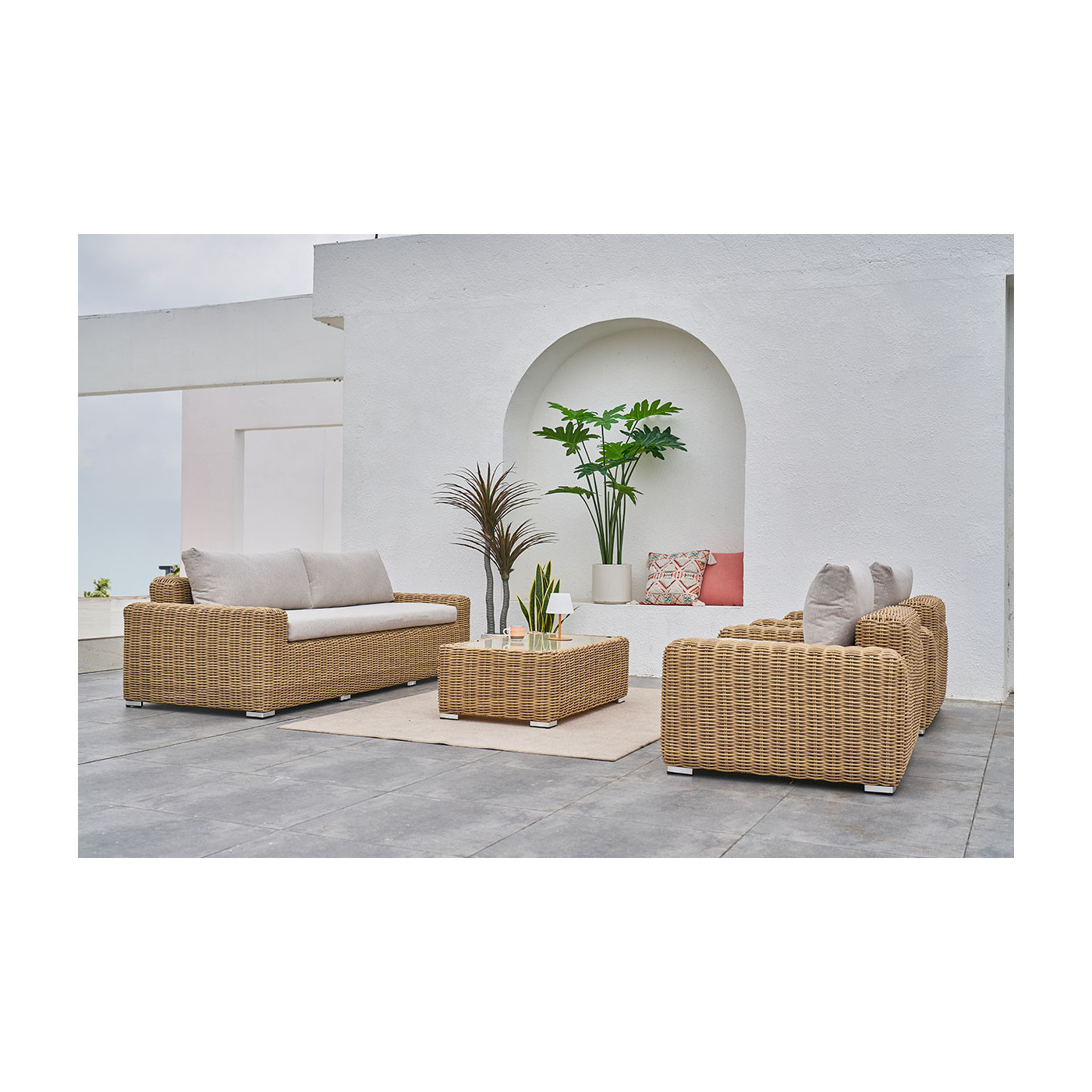 Meble kawowe Jakarta w stylowej aranżacji na tarasie