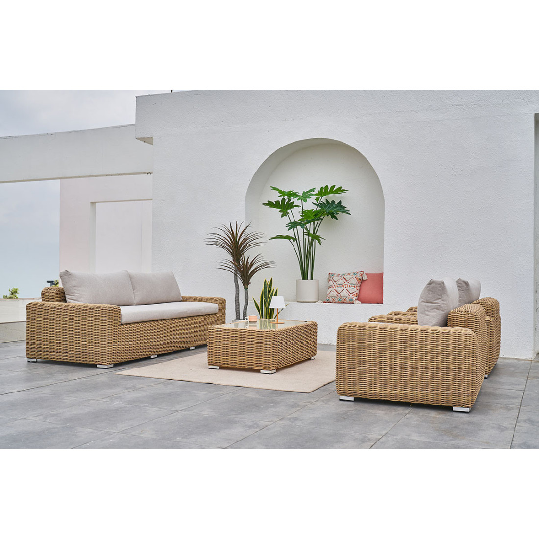 Meble kawowe Jakarta w stylowej aranżacji na tarasie