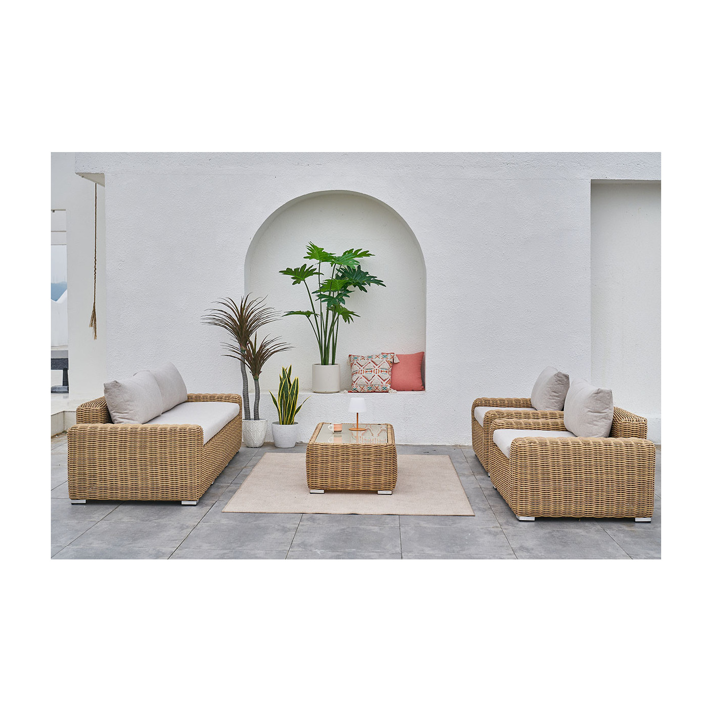 bok kawowego zestawu z plecionki technorattanowej jakarta