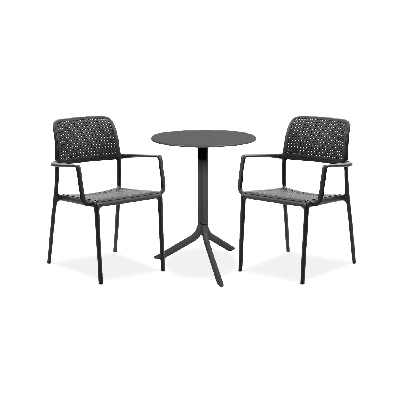 czarny zestaw dwóch krzeseł i stolika na taras 