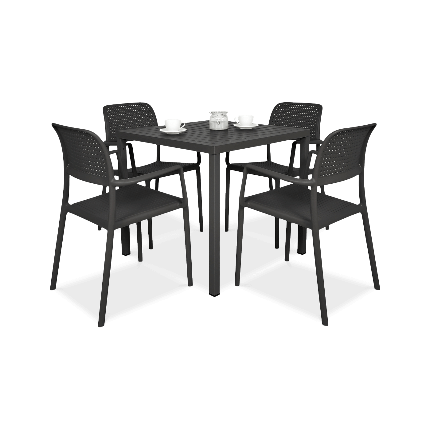 zestaw jadalniany z kwadratowym stołem i czterema krzesłami