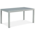 Szary, rozkładany stół jadalniany BRISBANE z blatem z hartowanego szkła w podstawowej konfiguracji