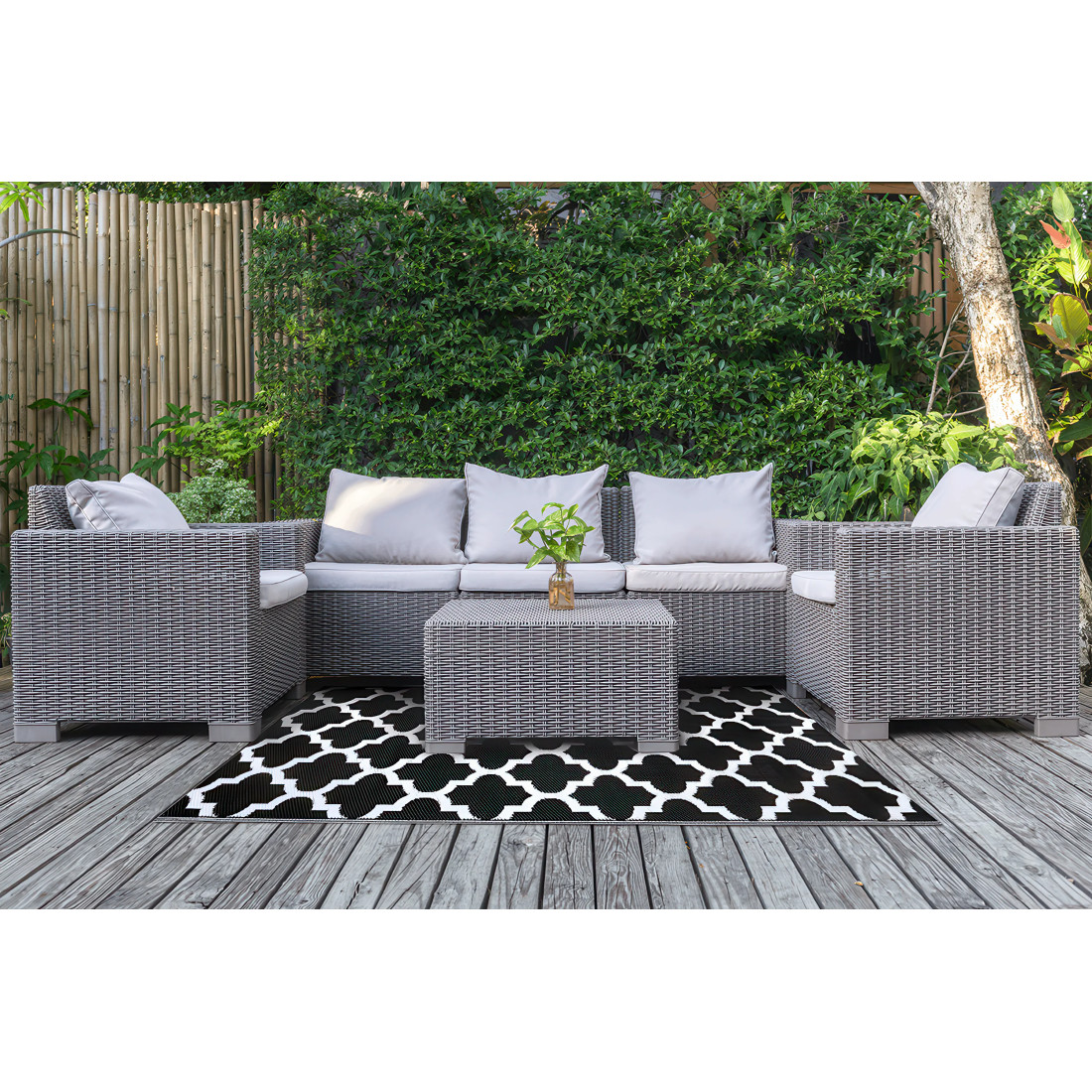 TERRACE RUG 08 BLACK 120x180CM