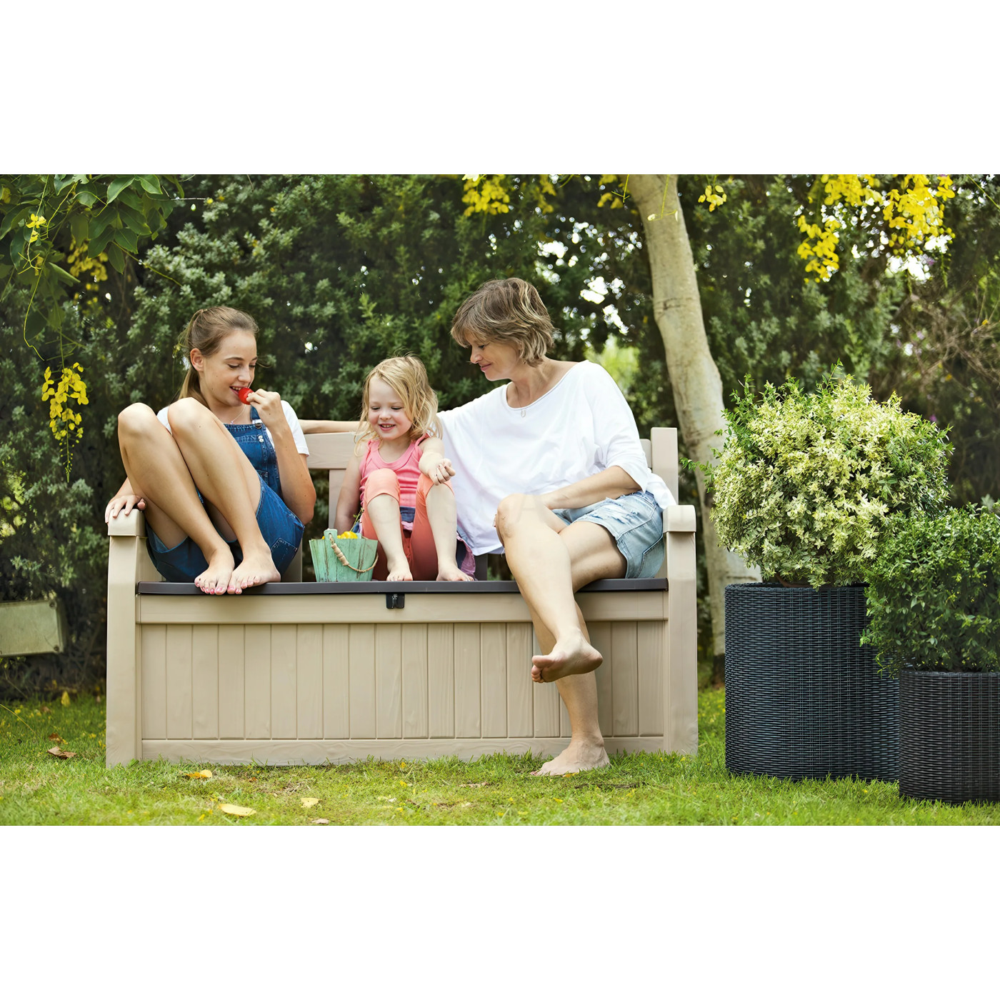 EDEN GARDEN BENCH BOX/BENCH BEIGE