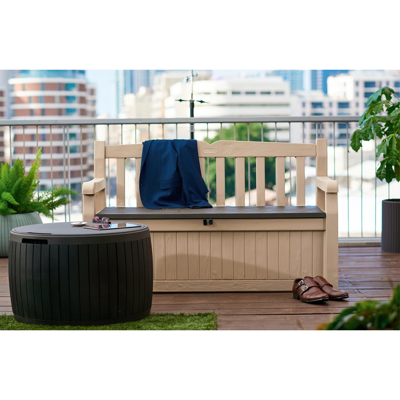 EDEN GARDEN BENCH BOX/BENCH BEIGE