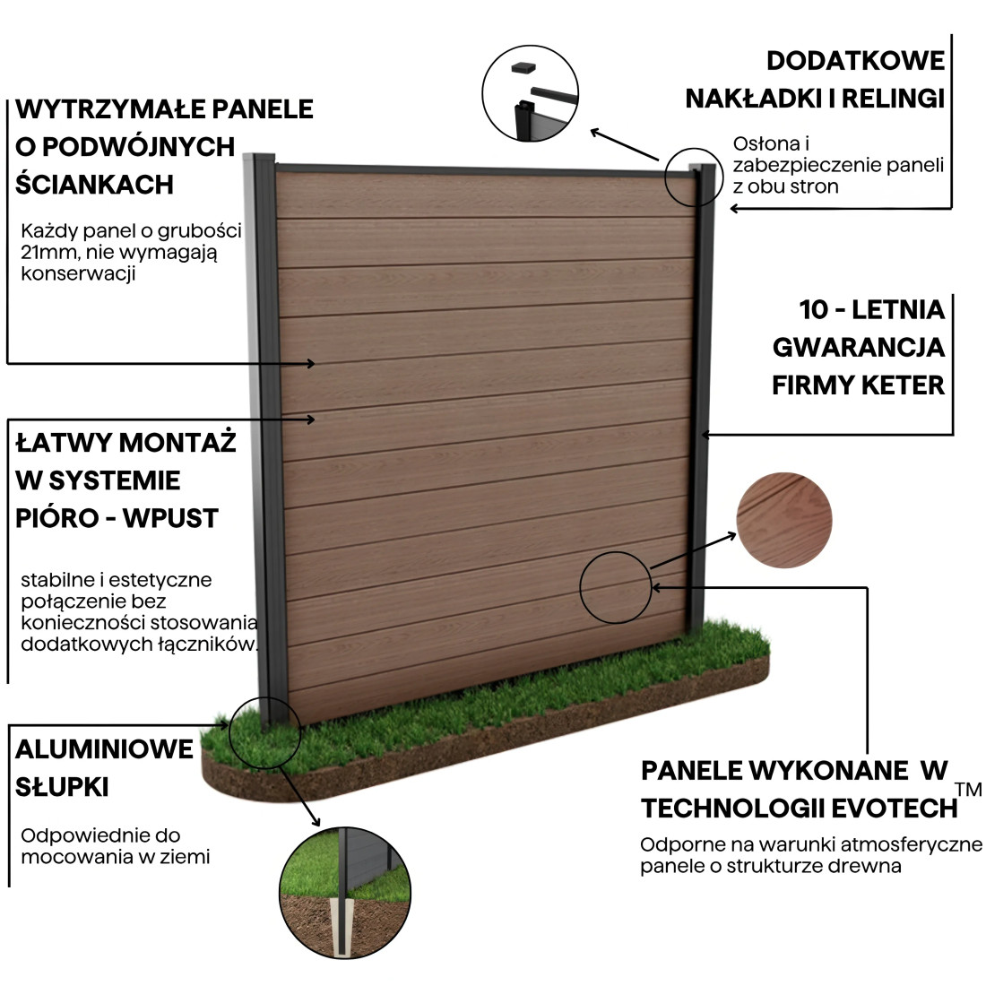 OGRODZENIE 18M BROWN PODŁOŻE MIĘKKIE 240
