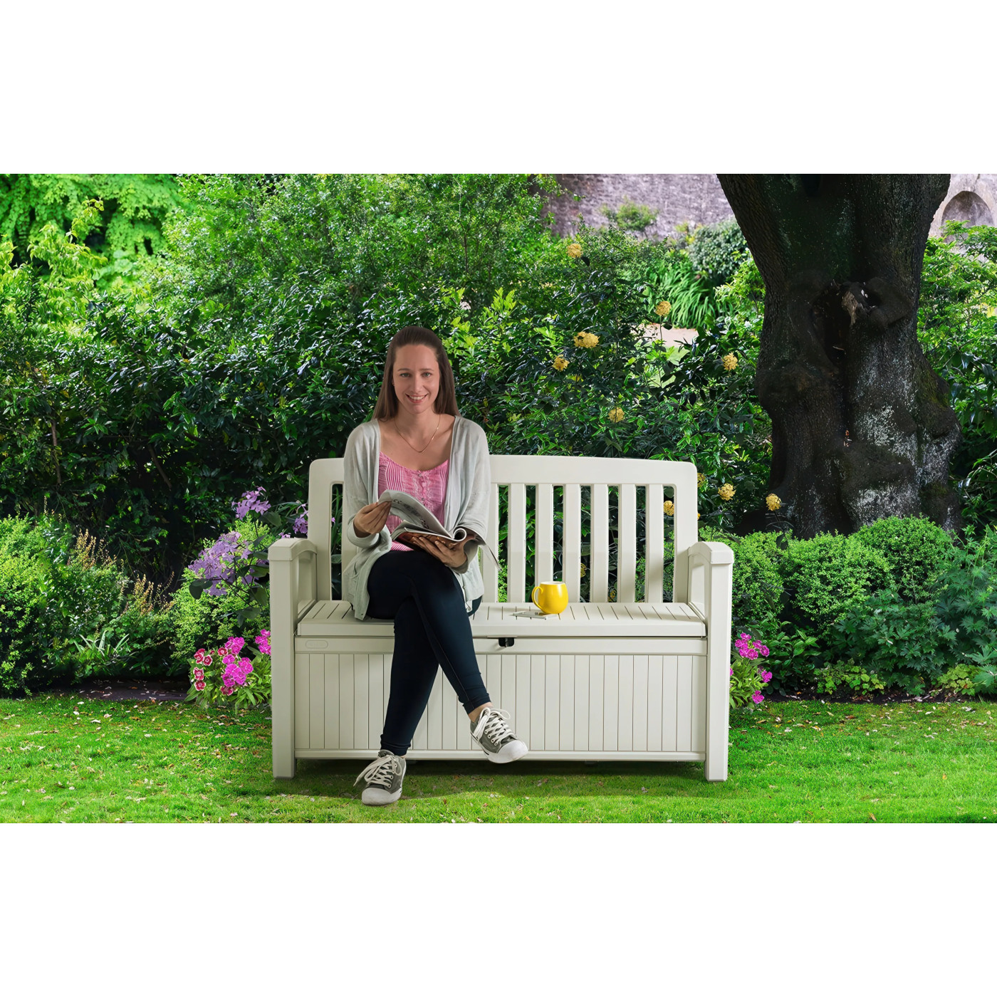 PATIO BENCH BENCH/BOX WHITE