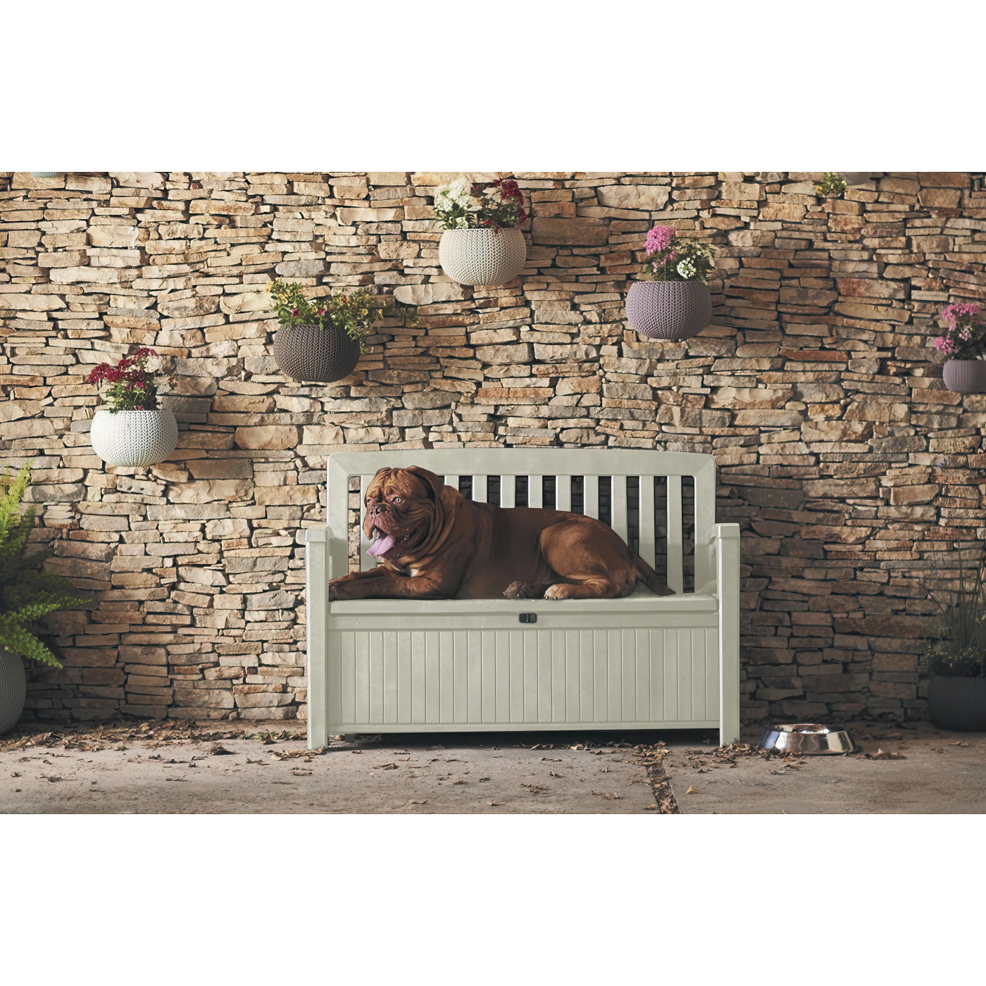 PATIO BENCH BENCH/BOX WHITE