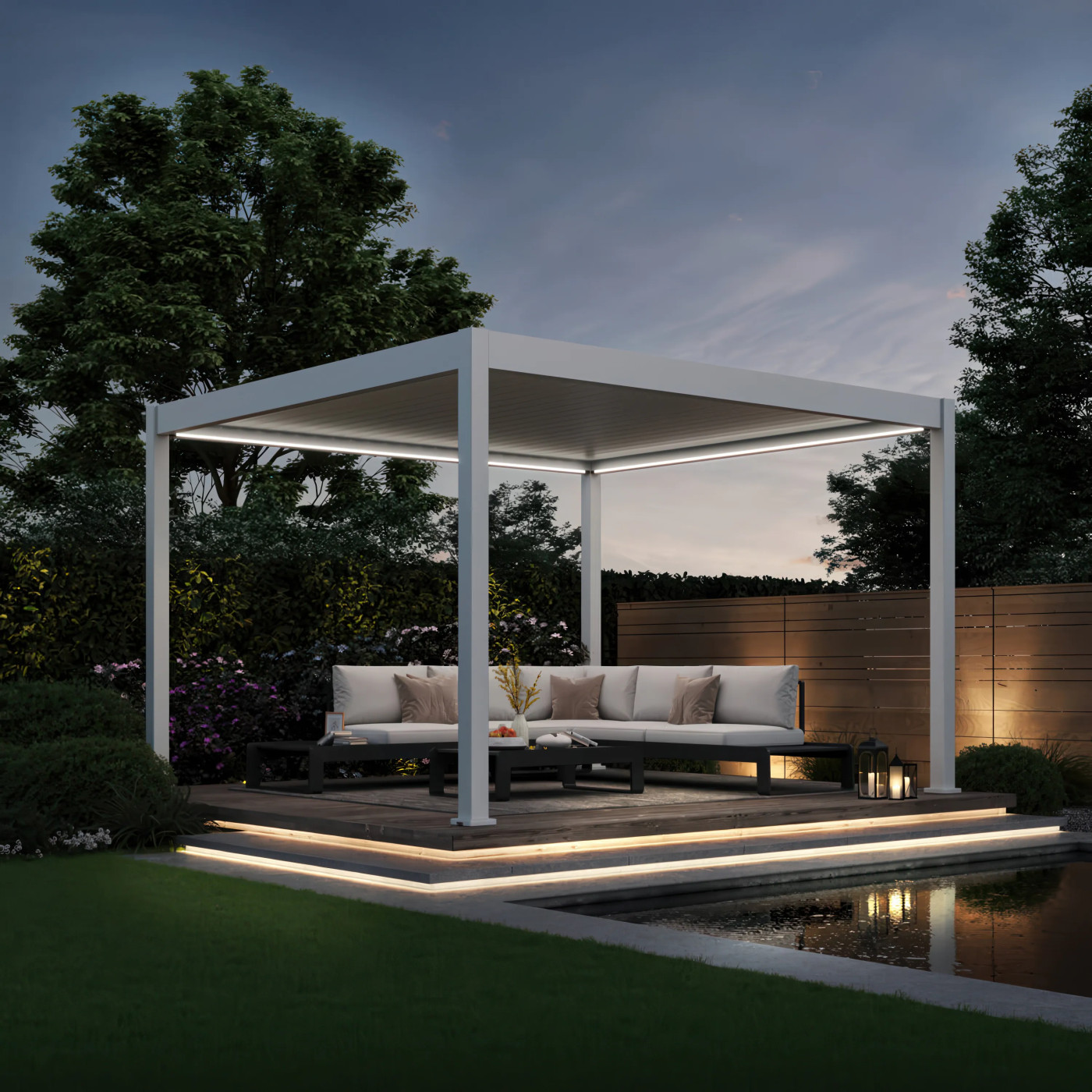DELUXE AUTOMATIC+LED 3.6x4 PERGOLA TARASOWA WHITE
