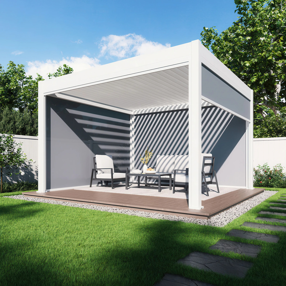 DELUXE AUTOMATIC+LED 3.6x4 PERGOLA TARASOWA WHITE