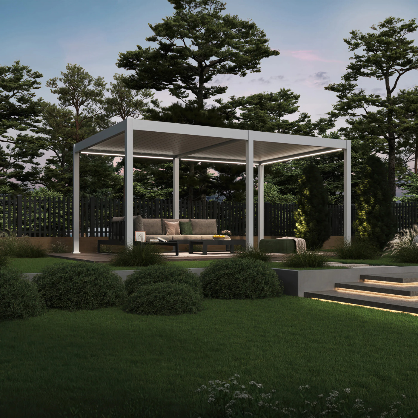 DELUXE AUTOMATIC+LED 3.6x5.3 PERGOLA TARASOWA WHITE