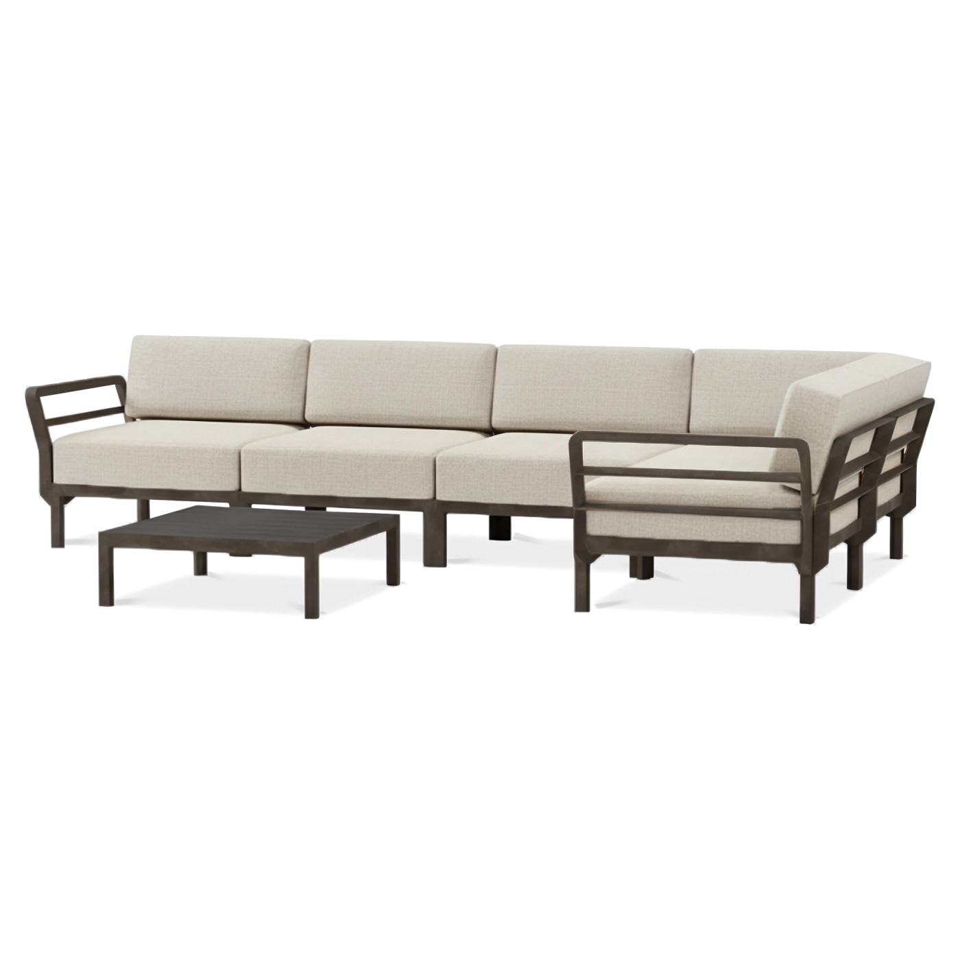 MAXIMO 5 CORNER TERRA-PERLA+MAXIMO TABLE TERRA