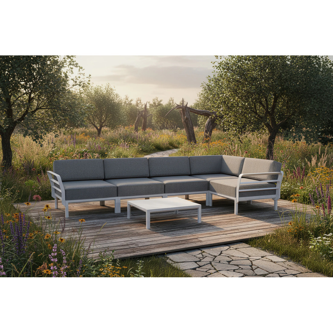 MAXIMO 5 NAROŻNIK GESSO-LAVA+MAXIMO TABLE GESSO