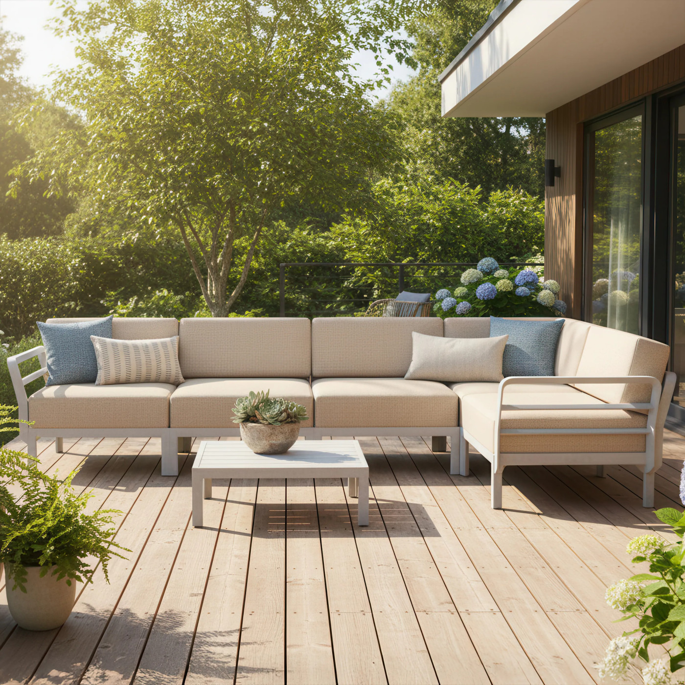 MAXIMO 5 CORNER GESSO-PERLA+MAXIMO TABLE GESSO