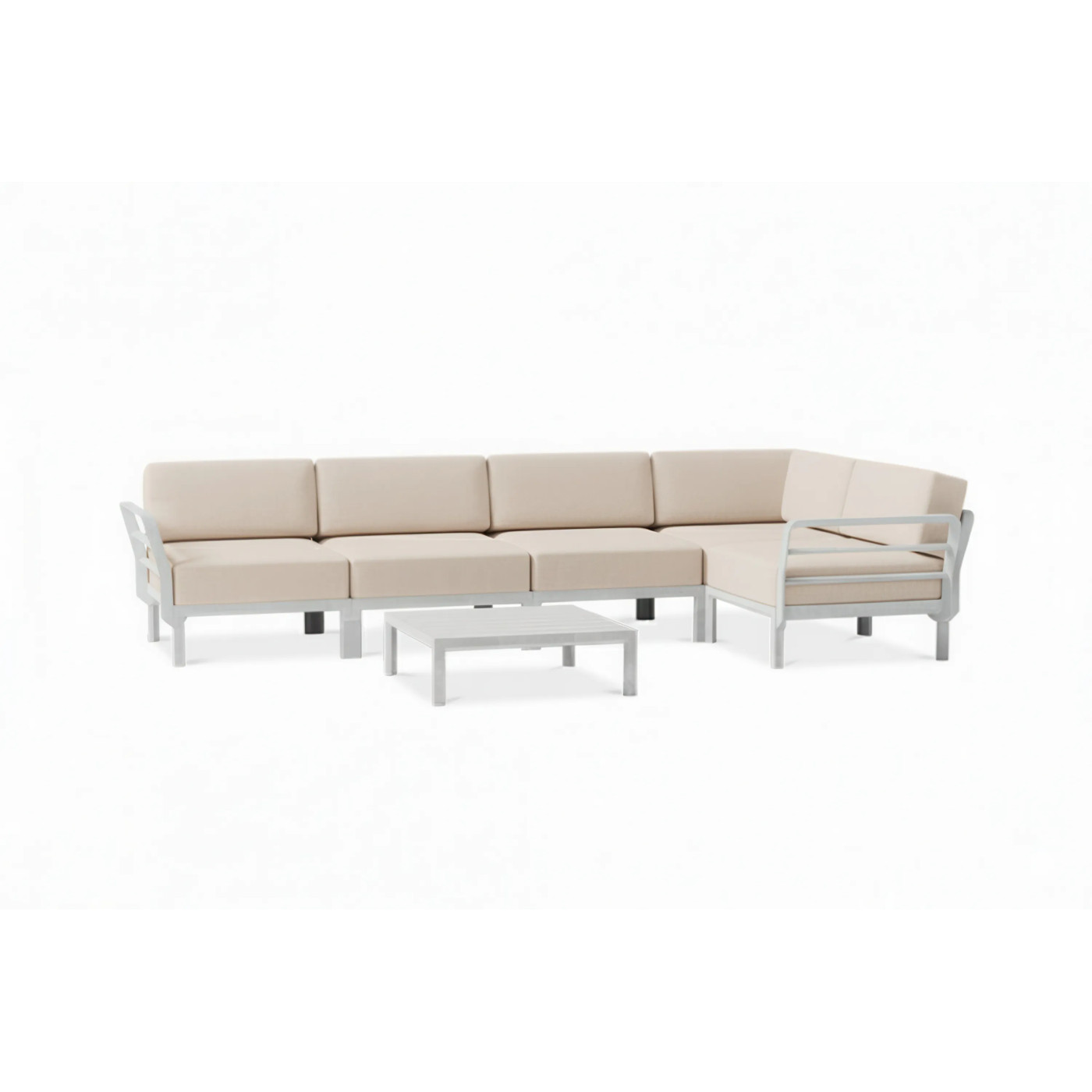 MAXIMO 5 CORNER GESSO-PERLA+MAXIMO TABLE GESSO